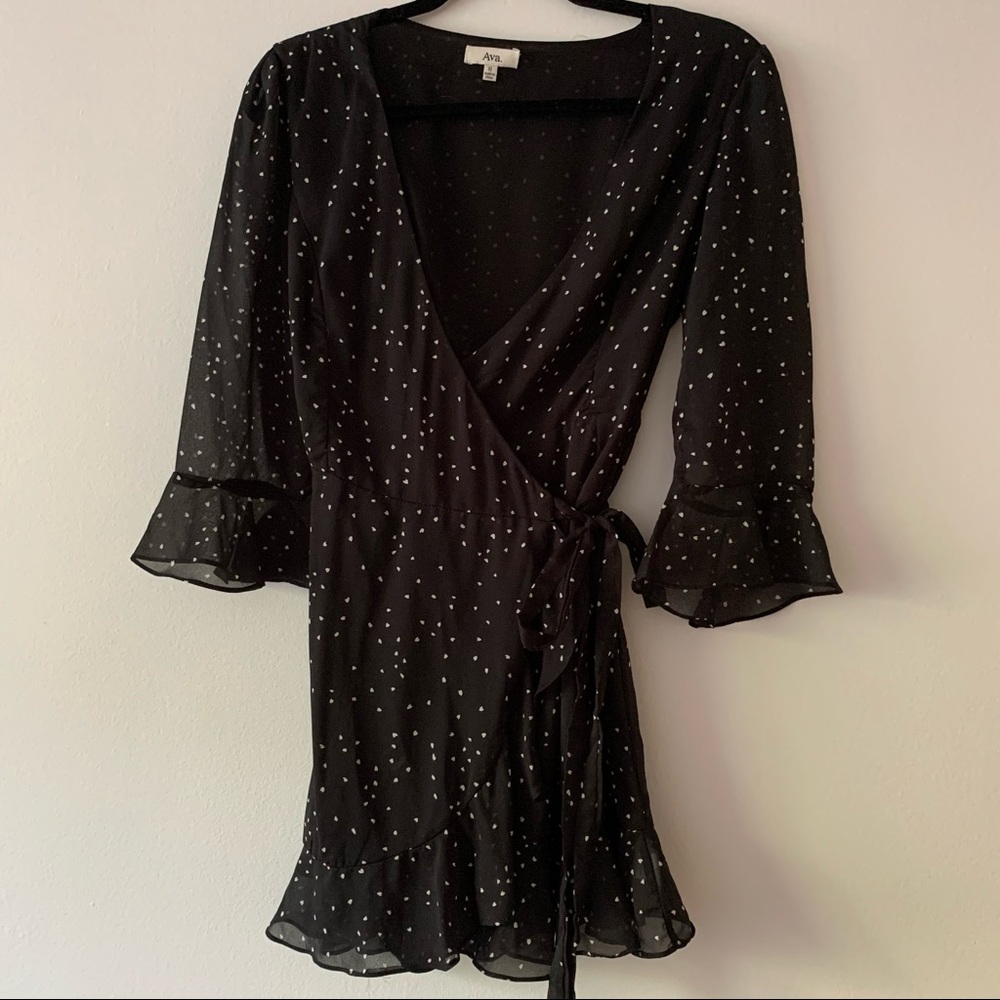 Ava. Black Mini Wrap Dress